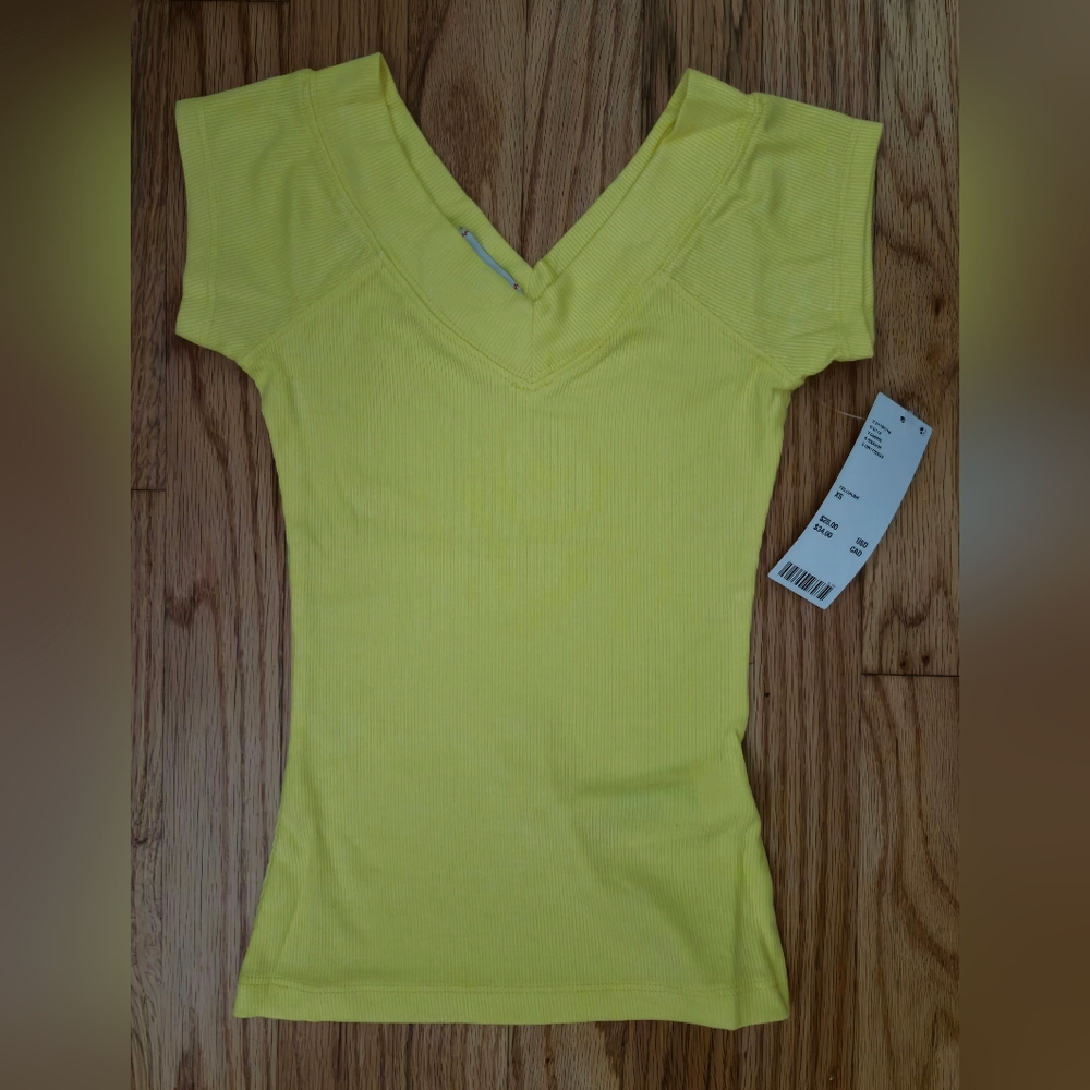 Urban Outfitters BDG Shannen Ribbed V-neck Ribbed Top Yellow Size XS